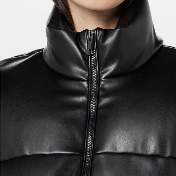 Plus Size Puffer Jacket Black Vegan Leather Fully Lined Pockets Womens 4X NEW - Picture 6 of 16
